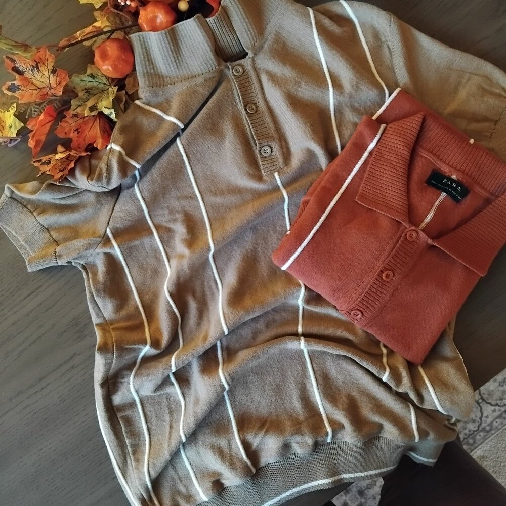 Knitted ZARA short sleeve Polo shirts - Size S.  Selling as a pack of 2 shirts.